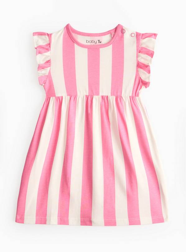 Pink Striped Frill Jersey Dress 18-24 months